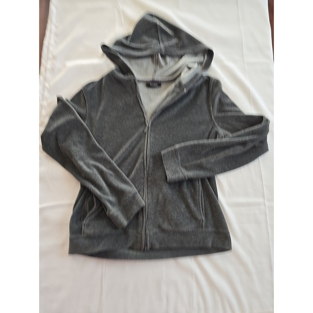 Vintage Y2K Express Velour Gray Womens Small Long Sleeve Sweatshirt Hoodie‎